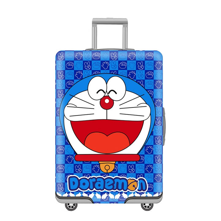Unisex nan elastic motif suitcase cover made of stretchable polyester with handle and wheel openings Stornfield