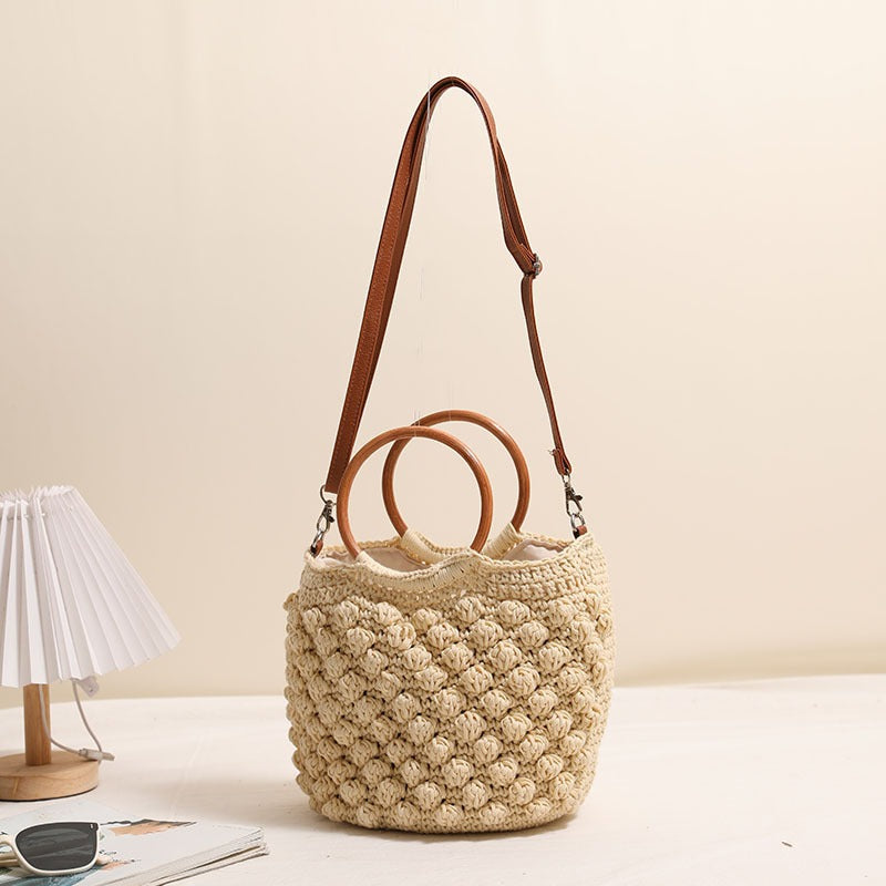 Handcrafted macrame bag with wooden handles Stornfield
