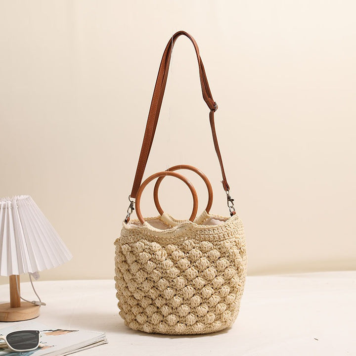 Handcrafted macrame bag with wooden handles Stornfield