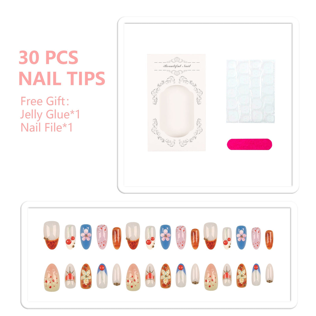 Artistic Floral Design Press-On Nail Set
