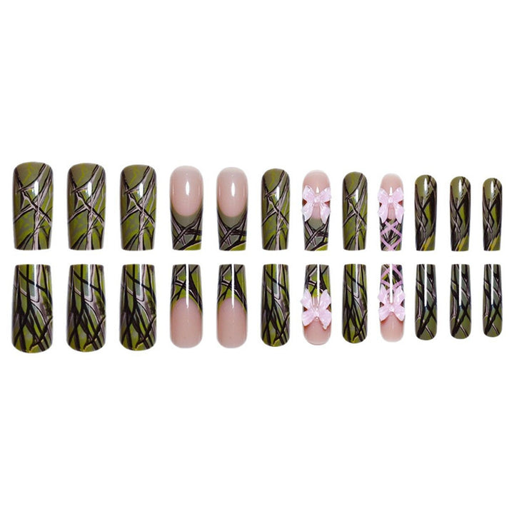 Decorative Long Press-On Nail Art with Bow Accents Stornfield