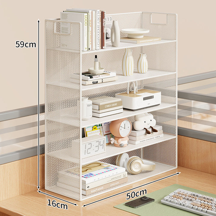 Mesh Desktop Open-Shelf Organizer with Integrated Handles and Dividers
