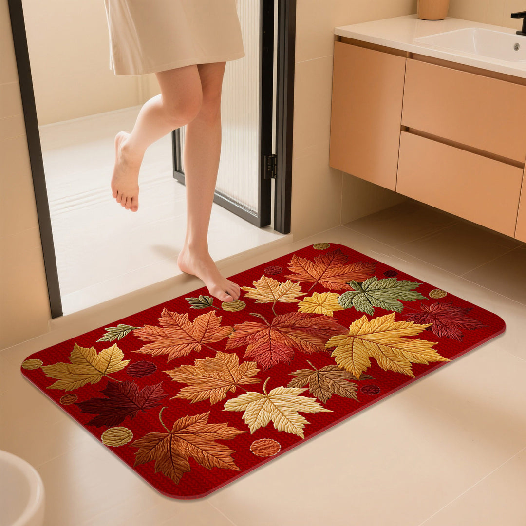 Bathroom Floral Embroidered Mat