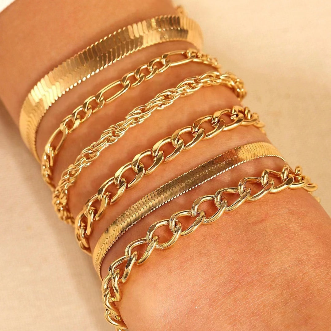 Multi-Style Gold Chain Bracelet Set Stornfield