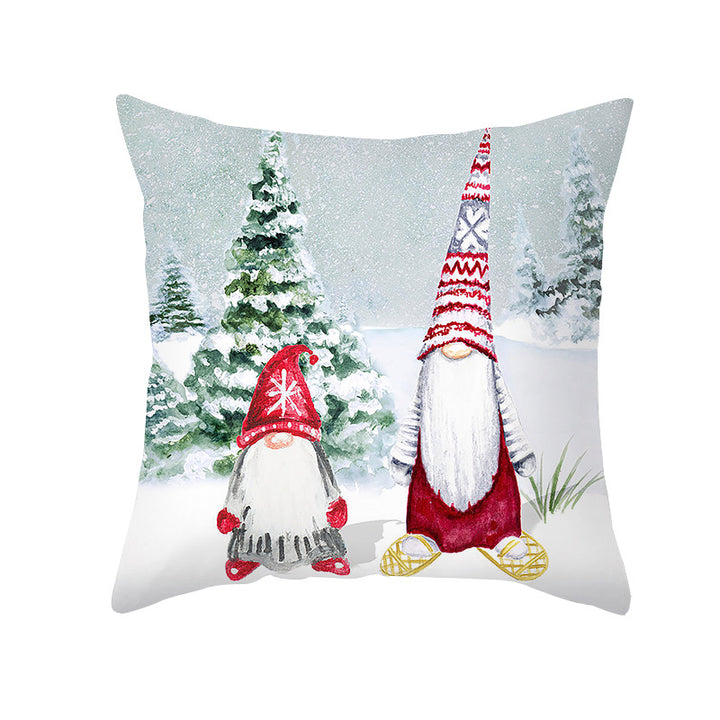 Holiday Decorative Throw Pillow Plush Polyester Cover Festive Santa Reindeer Snowman Print