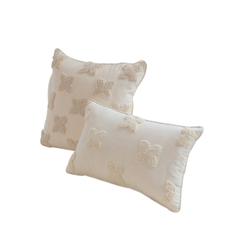 Textured Tassel Chevron Throw Pillow Cover with Tufted Chenille Stripes