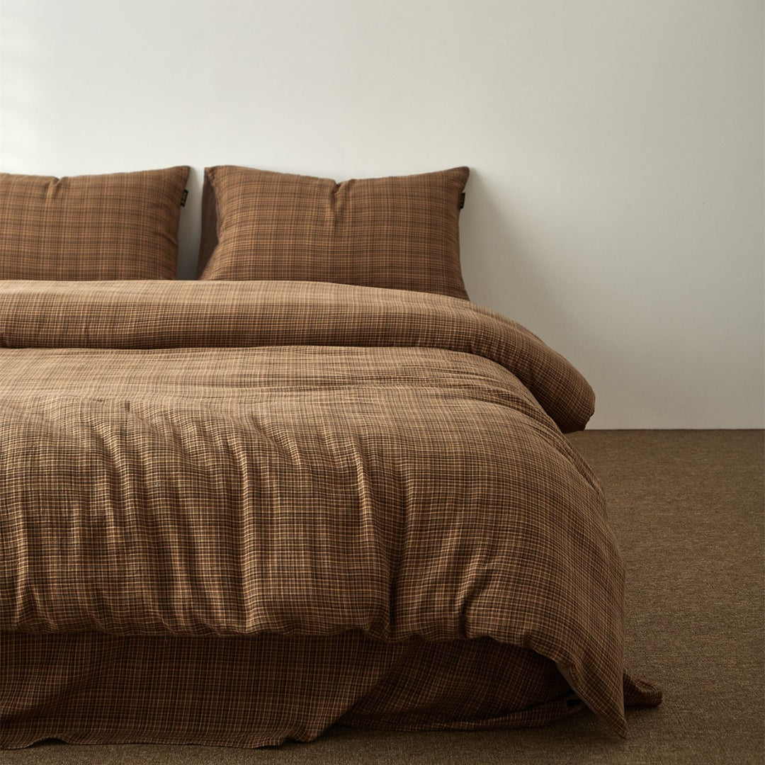 Stonewashed Linen-Blend Duvet Cover Set with Deep-Pocket Skirt & Envelope Shams