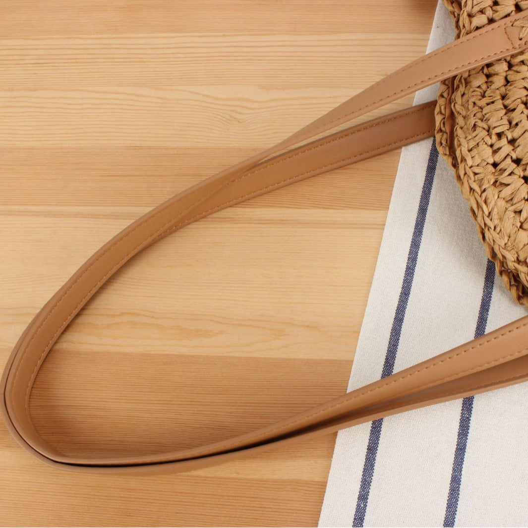 Round straw bag with leather handles Stornfield
