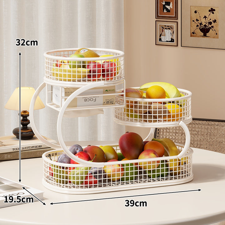 Three-Tier Metal Mesh Countertop Fruit & Produce Display Stand