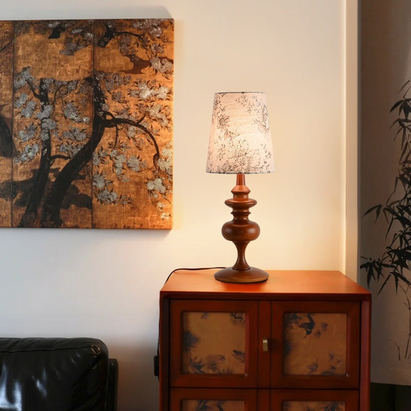 Decorative Table Lamp with Floral Fabric Shade