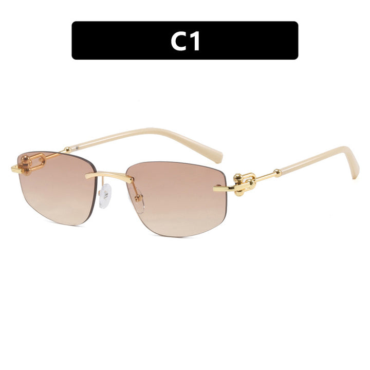 Ladies elegant semi-rimless glasses with luxurious metal frame and transparent lenses Stornfield