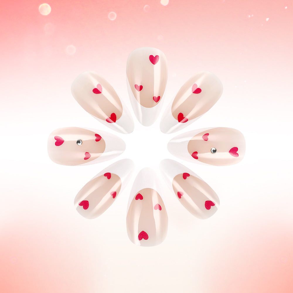 Heart-Embellished Elegant Press-On Nails Stornfield