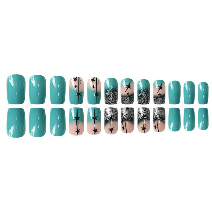 Artistic Gradient Press-On Nail Set with Star Design Stornfield