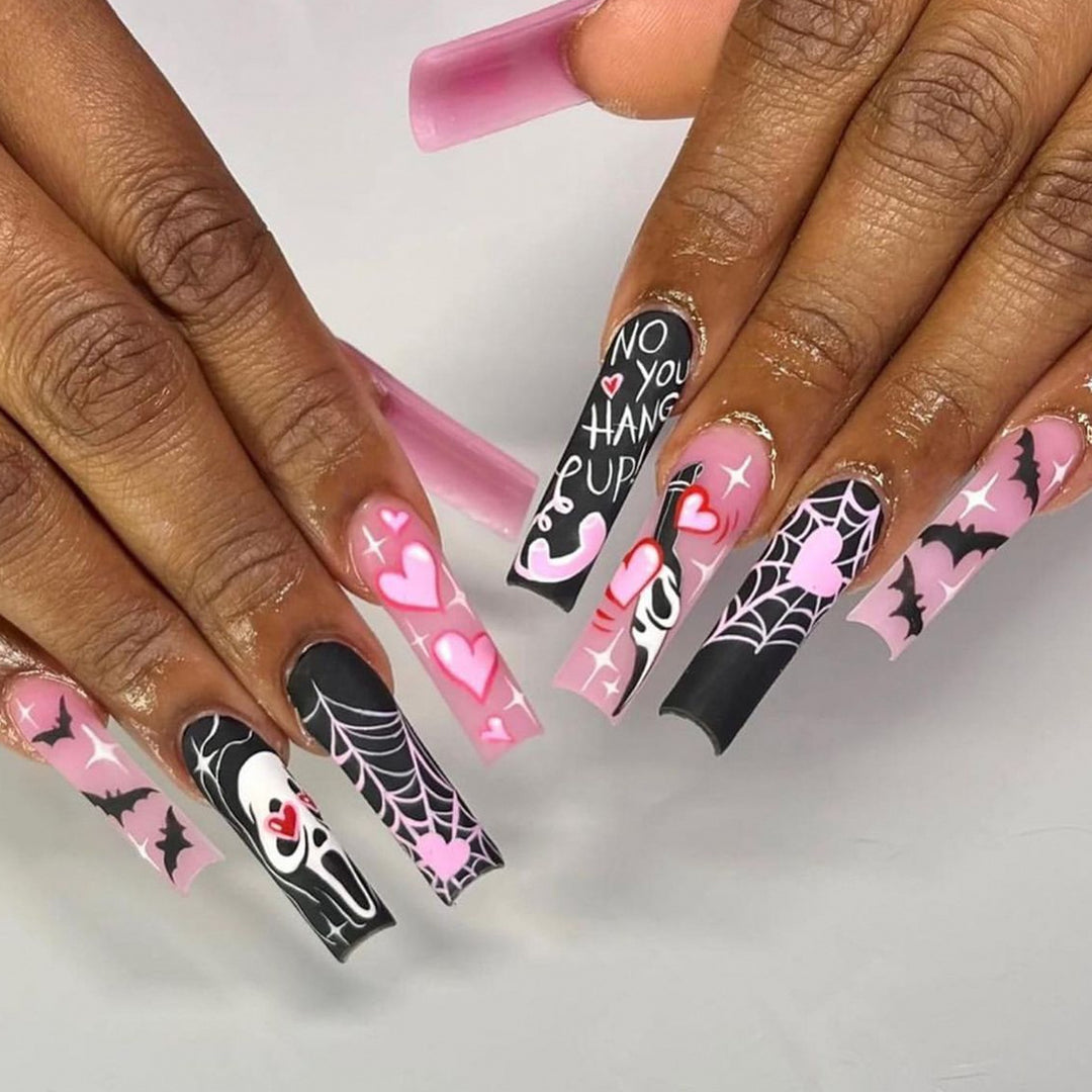 Spooky Halloween-Themed Acrylic Nail Art Extensions Stornfield