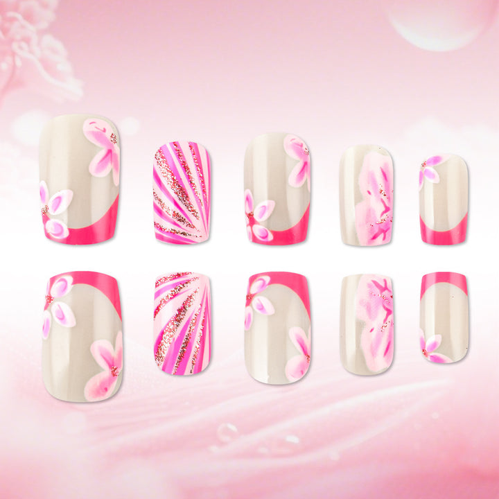 Artistic Floral Gel Press-On Nails Stornfield