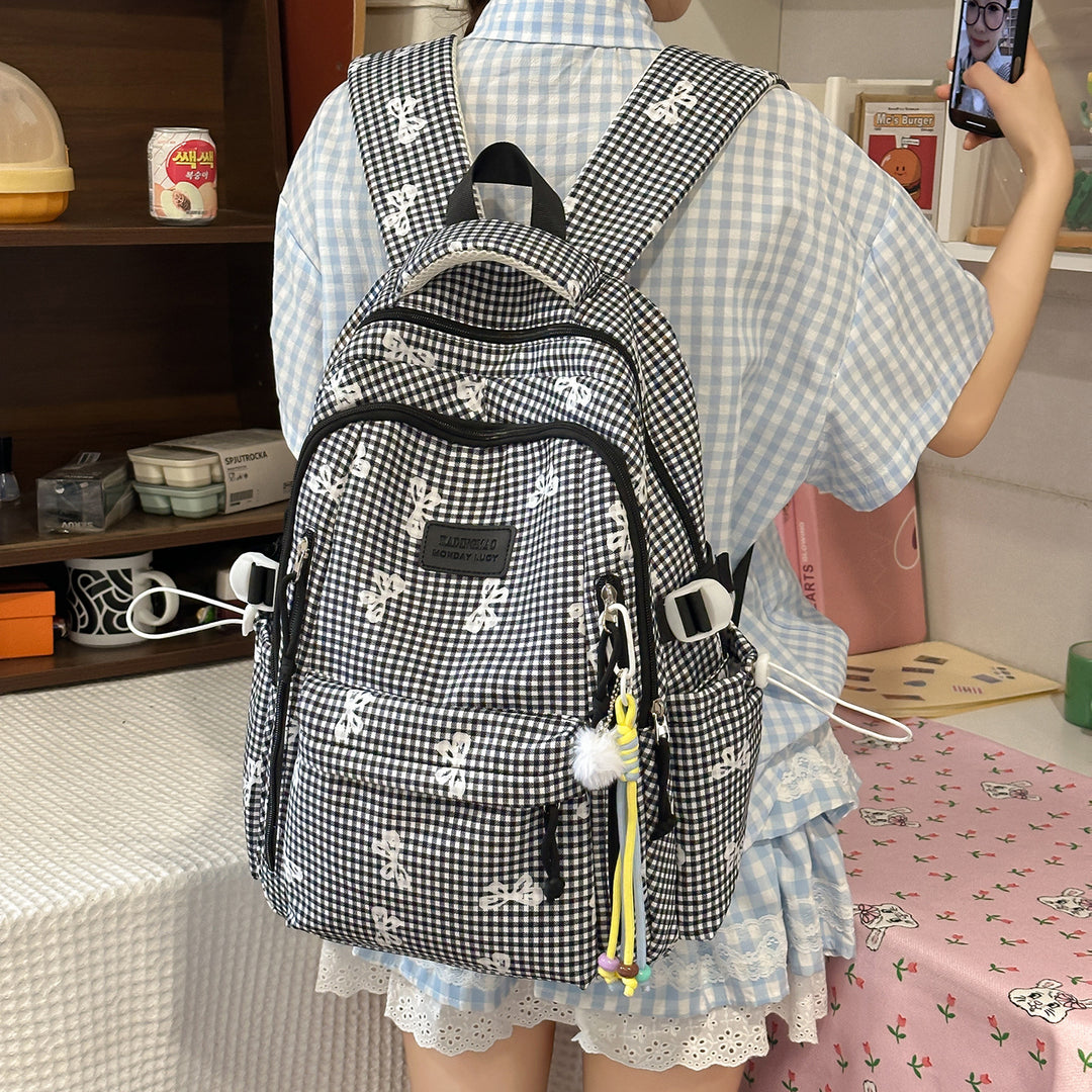Stylish Checked Print Casual Backpack Stornfield