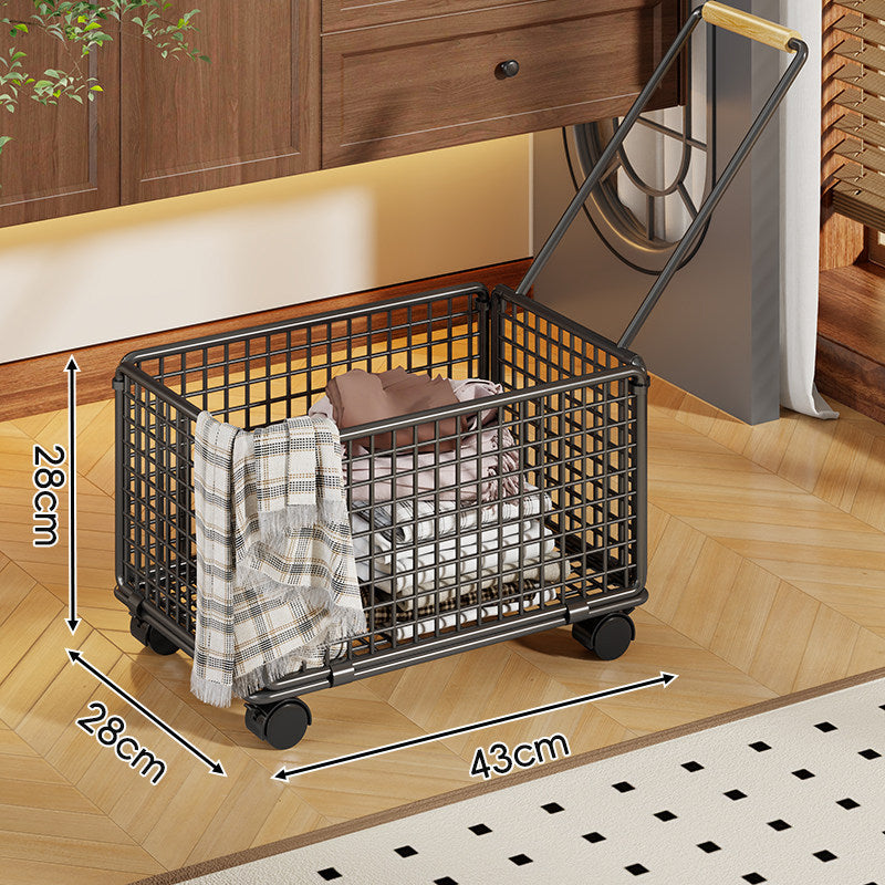 Rolling Wire Laundry Cart with Telescopic Handle