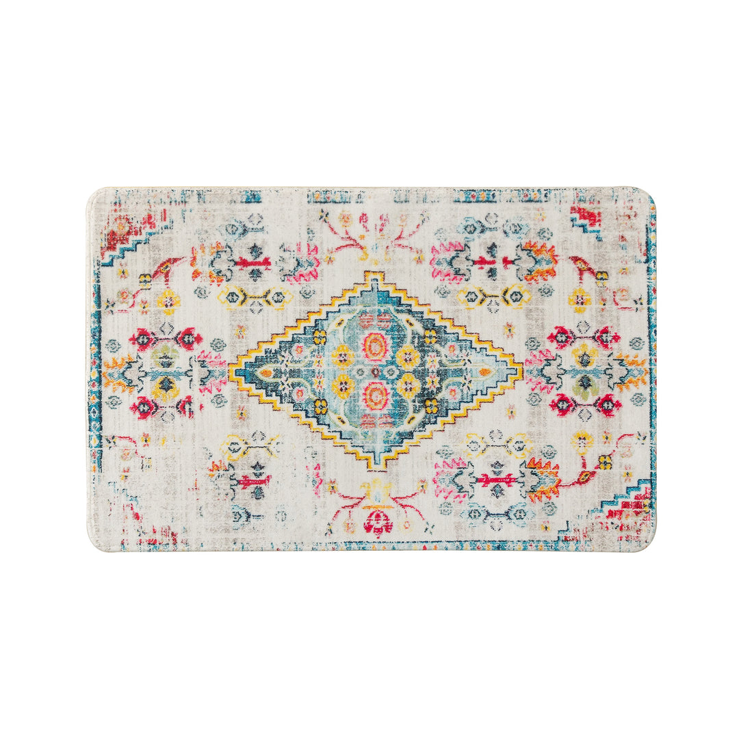 Traditional Persian medallion carpet with flat weave structure