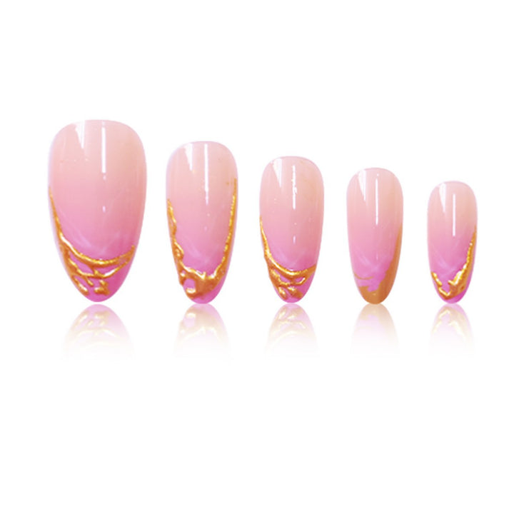 Elegant Stiletto Press-On Nail Extensions with Gold Tip Detail Stornfield