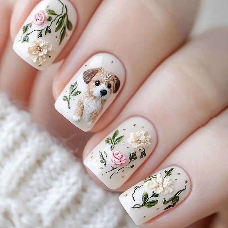 Floral French Tip Acrylic Nail Enhancements Stornfield