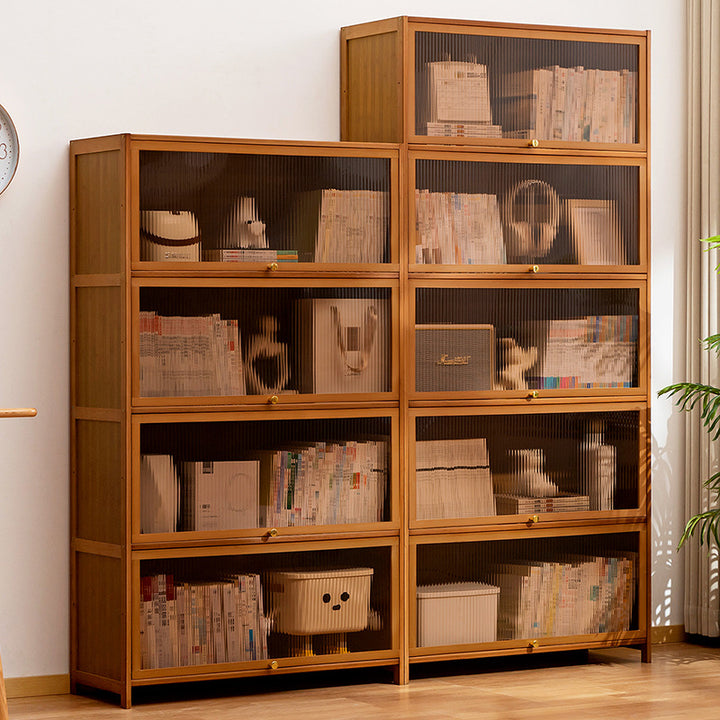 Bookcase with Transparent Glass Doors and Sturdy Shelves Stornfield