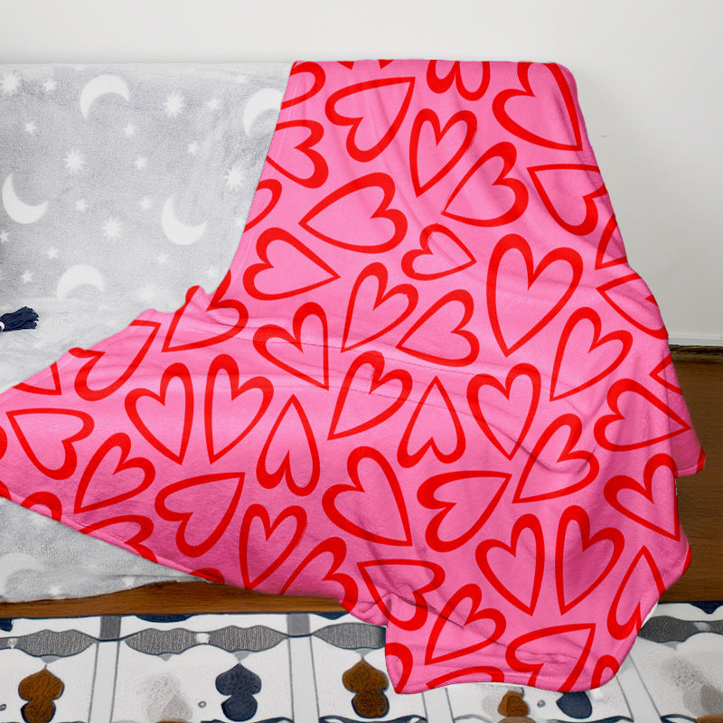 Heart Pattern Fleece Throw Blanket