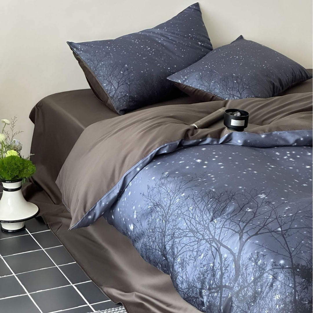 Microfiber bedding set with colorful terrazzo pattern, soft & easy care