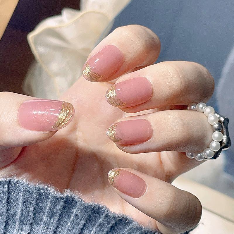 Elegant Gold-Tipped Press-On Nails Stornfield