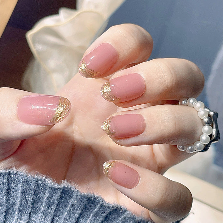 Elegant Gold-Tipped Press-On Nails Stornfield
