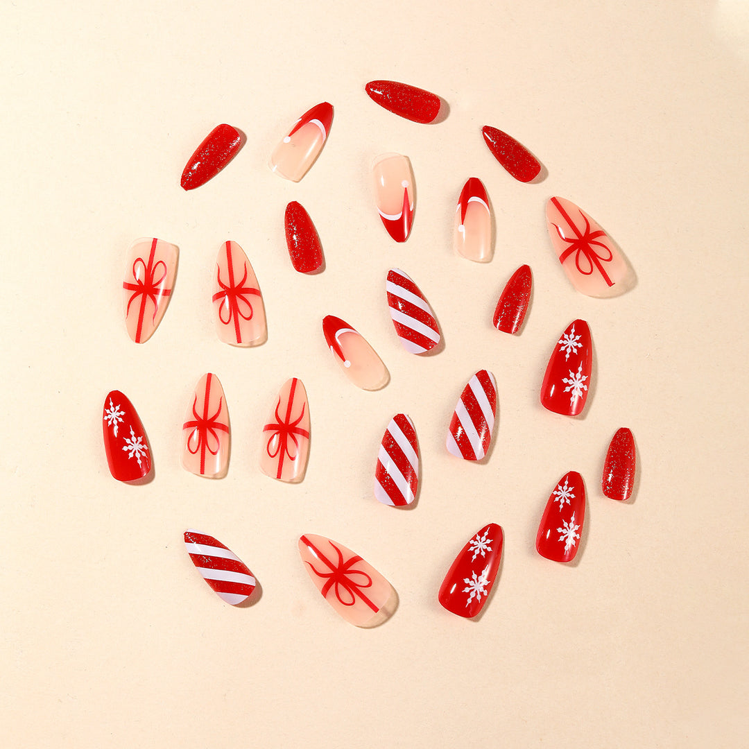 Festive Holiday-Themed Stiletto Nail Art Set Stornfield