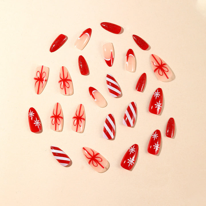 Festive Holiday-Themed Stiletto Nail Art Set Stornfield