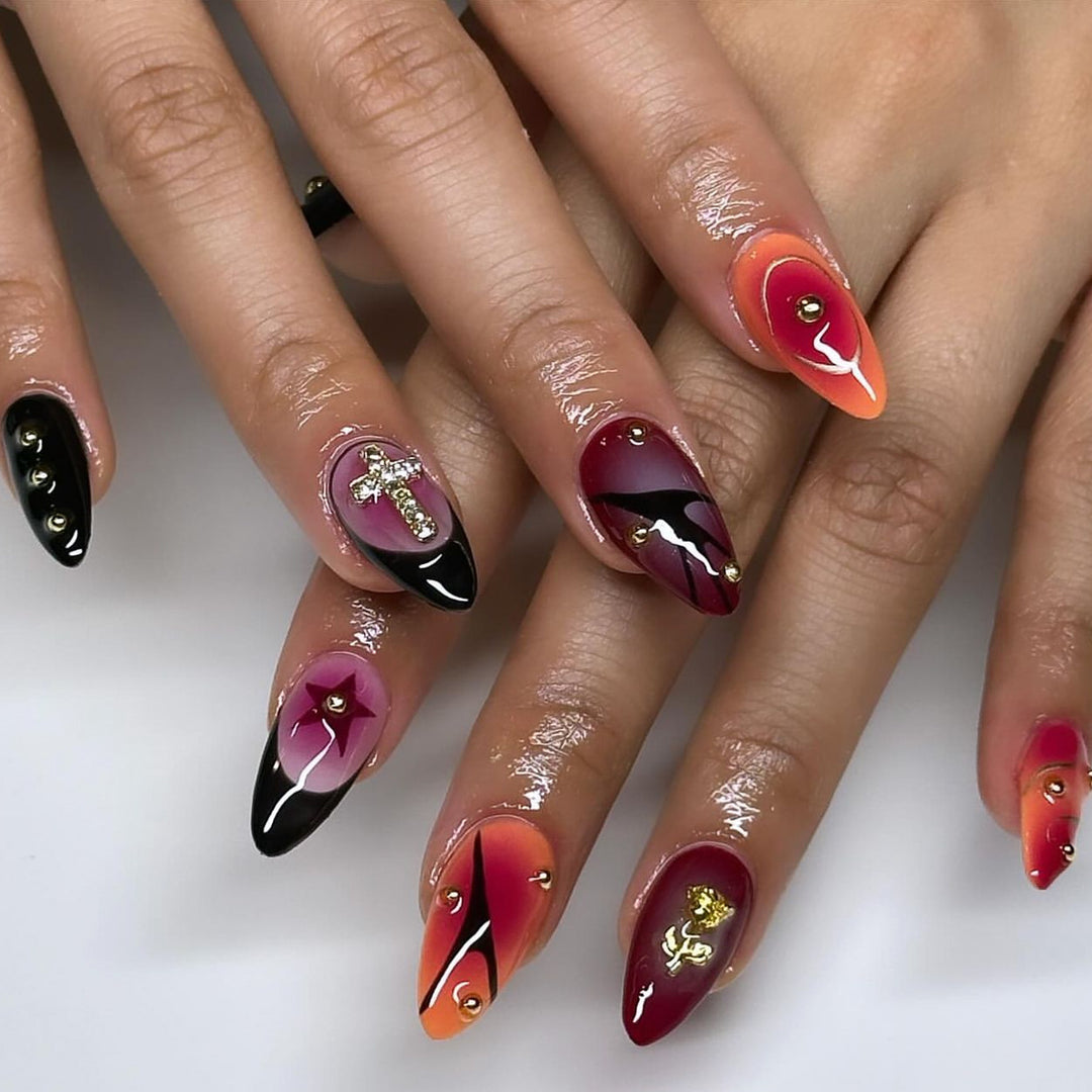 Artistic stiletto nails with creative designs Stornfield
