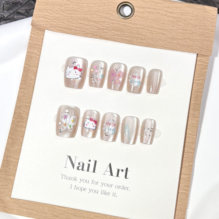 Whimsical Character-Themed Press-On Nail Art Set