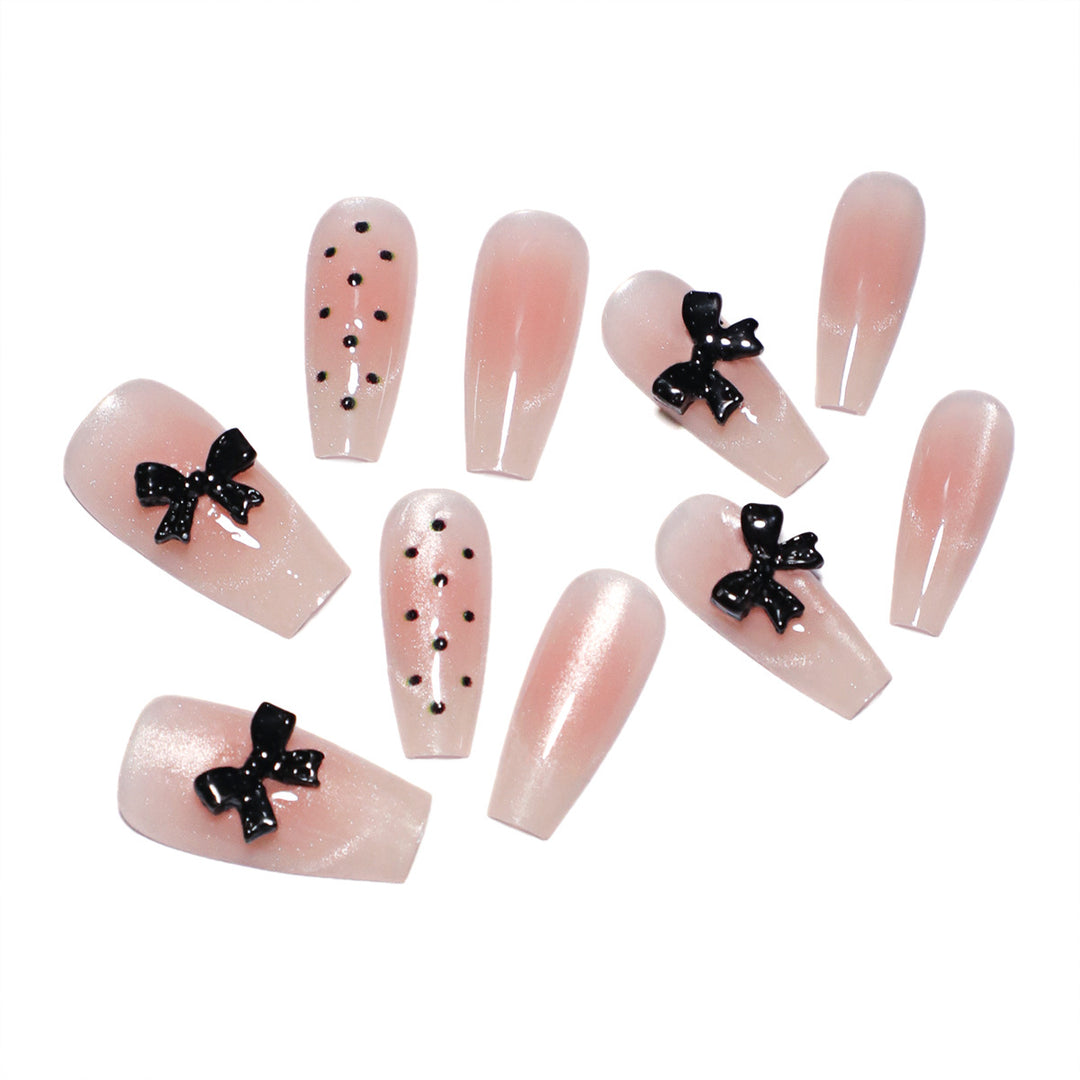 Elegant artificial nails with bow design Stornfield
