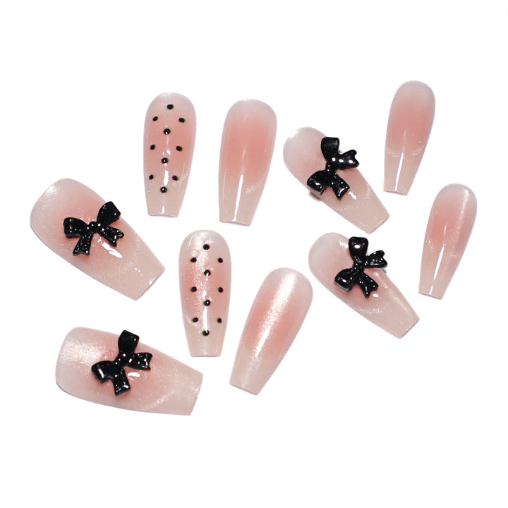 Elegant artificial nails with bow design Stornfield