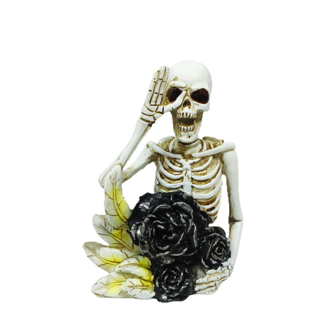 Stylish skeleton figure with top hat and black rose Stornfield