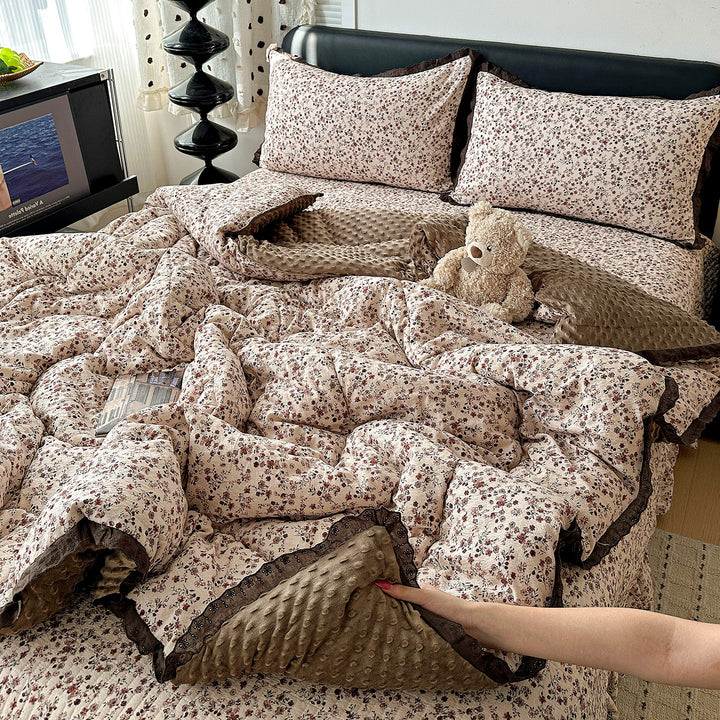 Plush Minky Dot Quilted Comforter Set