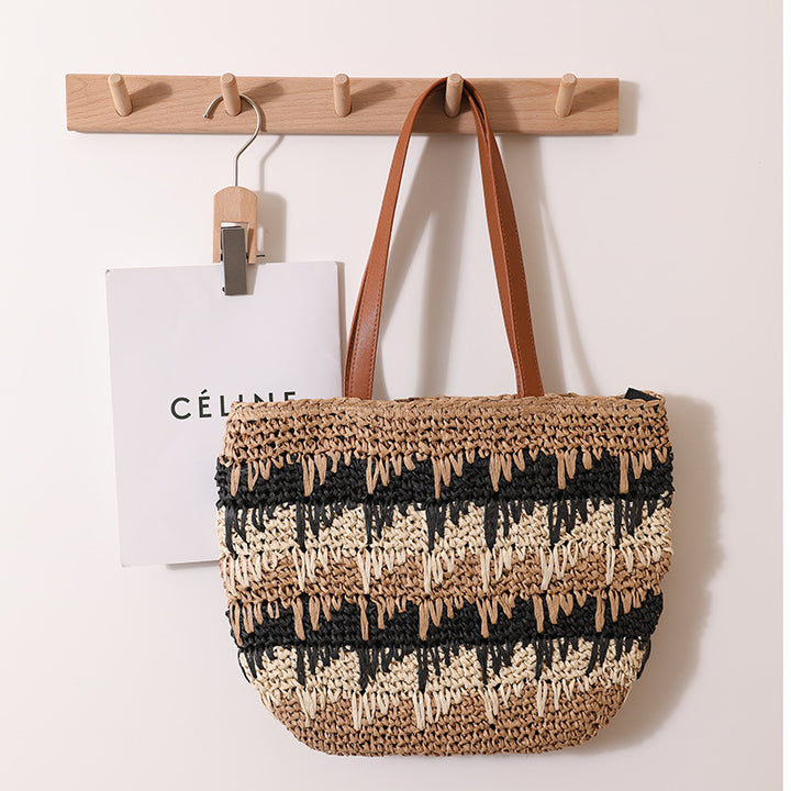 Braided tote bag with unique pattern mix Stornfield