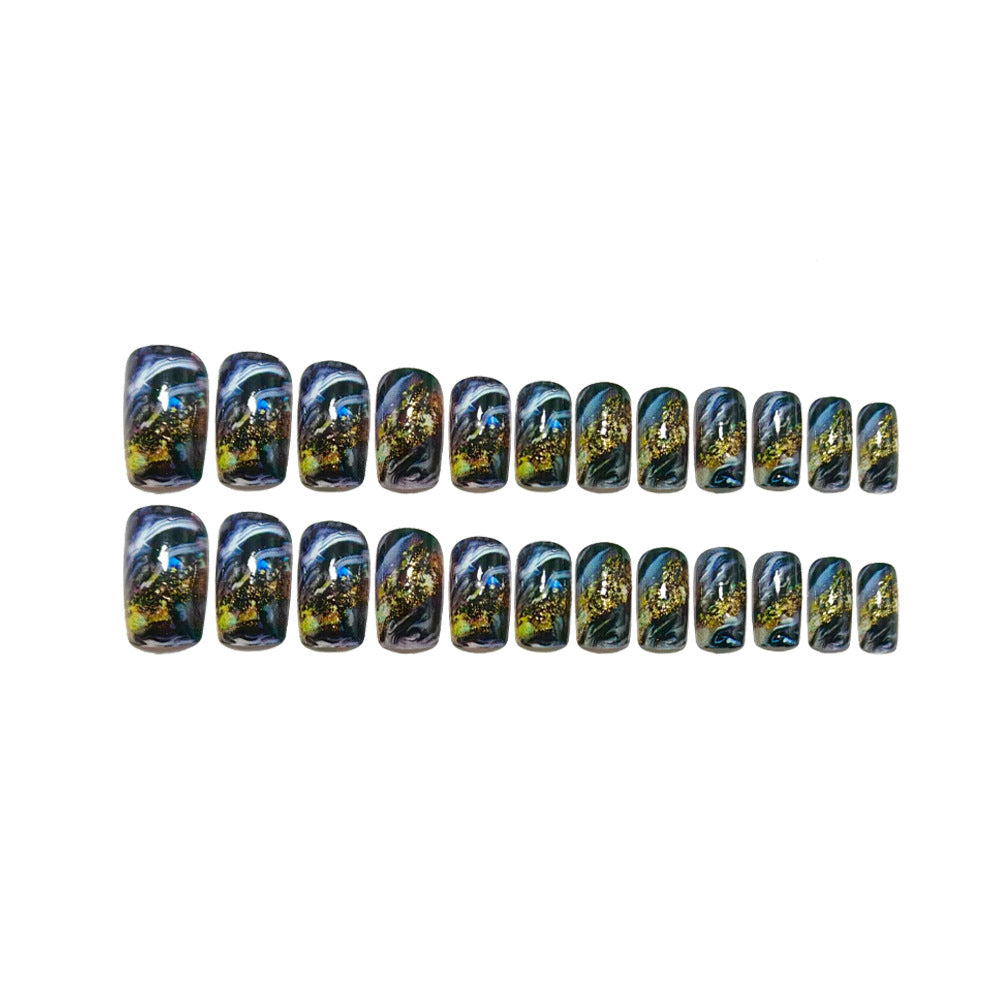 Abstract Gold and Black Design Artificial Nails Stornfield