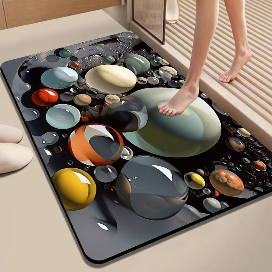 Artistic 3D Gemstone-Themed Bath Mat