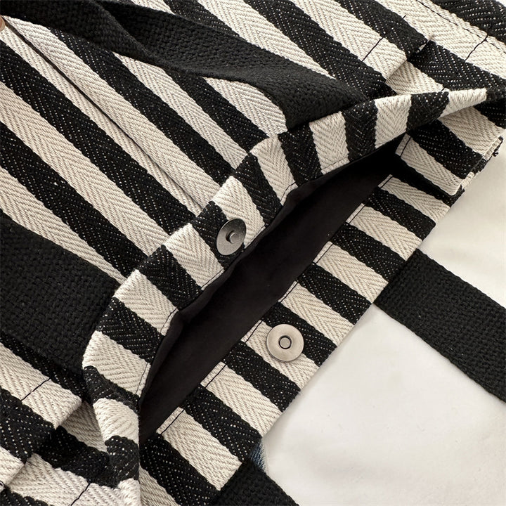 Stylish Striped Canvas Tote Bag