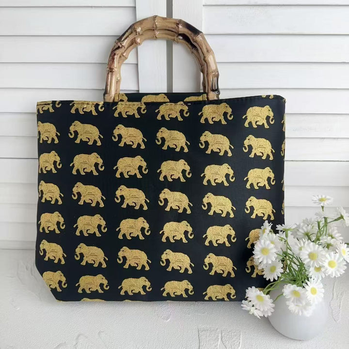 Stylish cotton bag with bamboo handles Stornfield