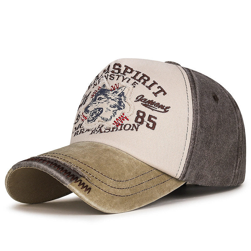 Men's Vintage-Inspired Wolf Graphic Baseball Cap Stornfield