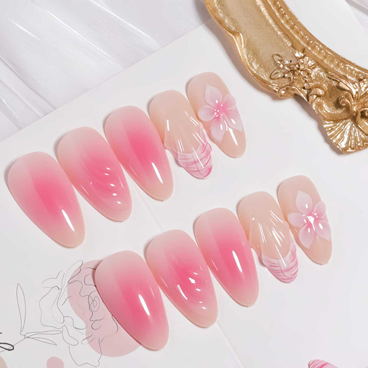 Glamorous Floral Ombre Press-On Nails Stornfield