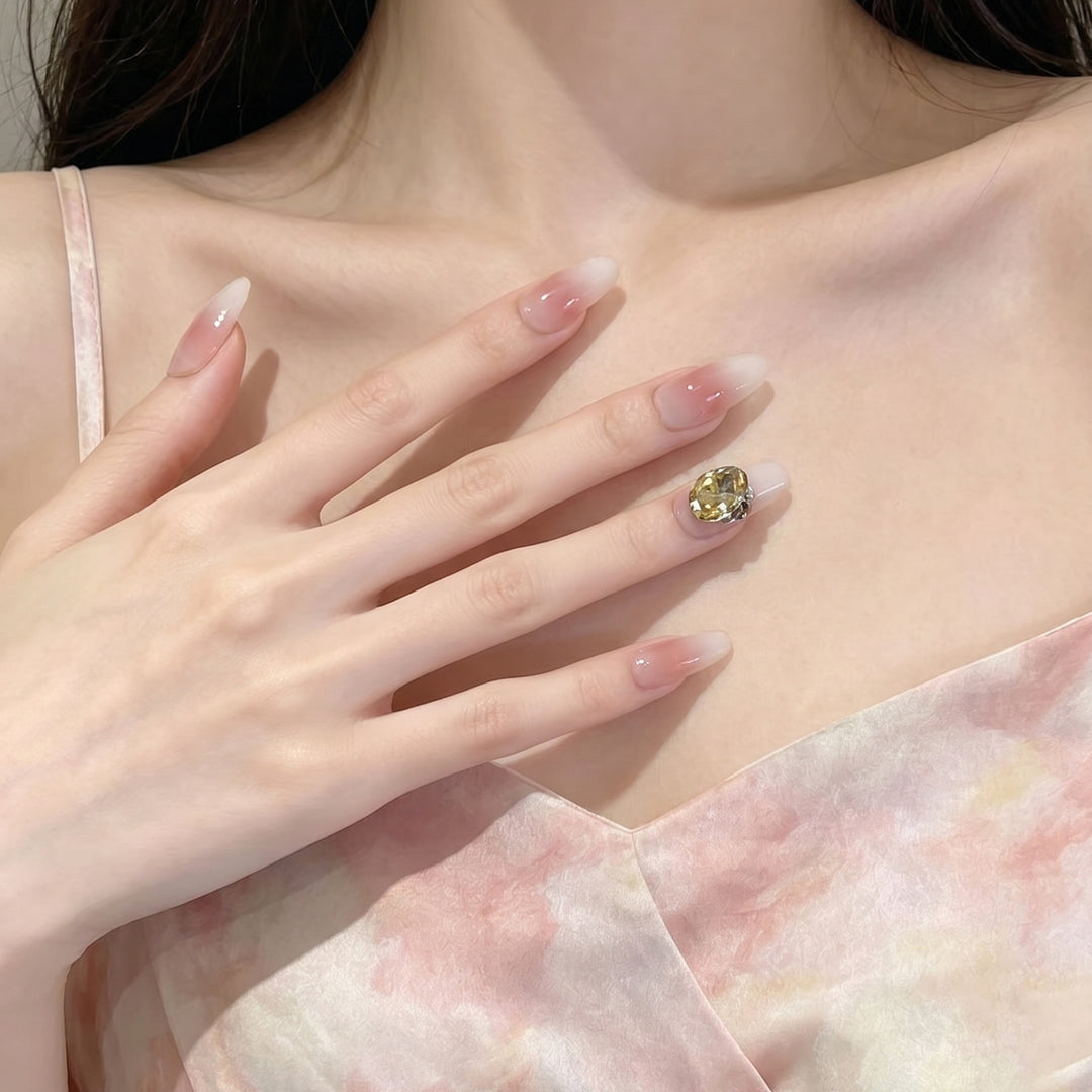 Stylish Press-On Nail Set with Gemstone Accent Stornfield