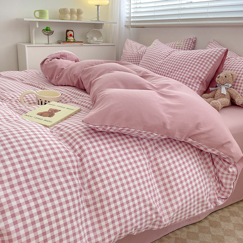 Checked Pattern Duvet Cover Set