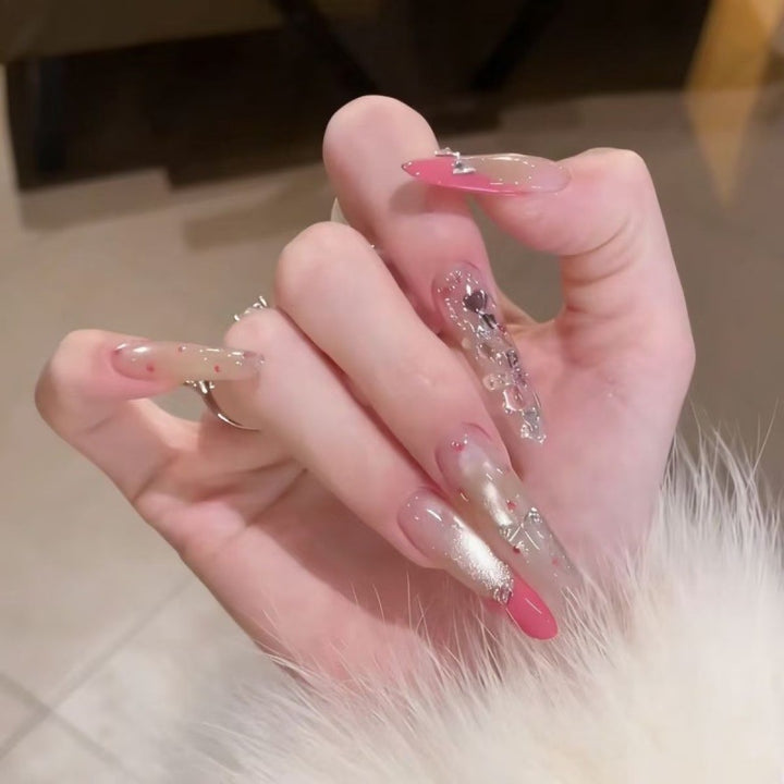 Glamorous Crystal Accent Nail Extensions