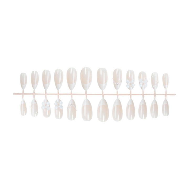 Decorative Press-On Nail Set with Floral and Pearl Embellishments Stornfield