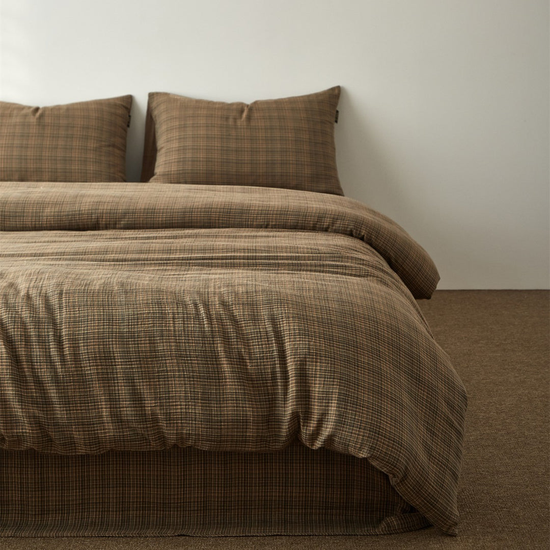 Stonewashed Linen-Blend Duvet Cover Set with Deep-Pocket Skirt & Envelope Shams