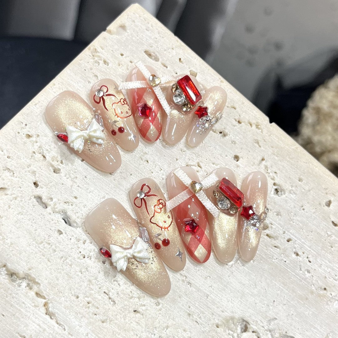 Artificial Nail Set with Playful Character and Detailed Decoration Stornfield
